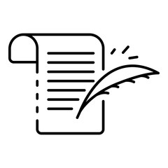 Poster - Writing papyrus icon. Outline writing papyrus vector icon for web design isolated on white background