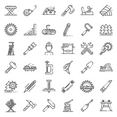 Poster - carpenter icons set. outline set of carpenter vector icons for web design isolated on white backgrou