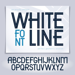 Poster - Set of vector upper case English alphabet letters created with white stripes, for use in logo design for news and broadcasting company
