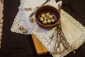 Easter eggs in rustic style