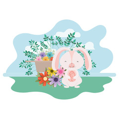 Wall Mural - easter bunny with landscape isolated icon