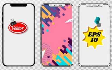 Aufkleber - Outline drawing modern smartphone. Smartphone outline mock up vector design template.