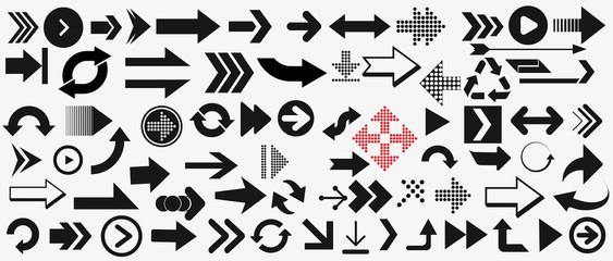 Poster - arrows vector collection black. Different black Arrows icons,vector set. Abstract elements for business infographic. Up and down trend.