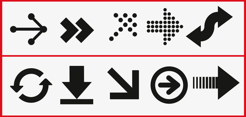 Poster - arrows vector collection black. Different black Arrows icons,vector set. Abstract elements for business infographic. Up and down trend.