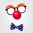  Clown glasses, red nose and bow tie