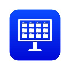 Poster - Desktop of computer with folders icon digital blue for any design isolated on white vector illustration