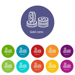 Poster - Coin icons color set vector for any web design on white background