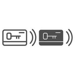 Poster - Plastic card key line and glyph icon. Access vector illustration isolated on white. Electronic lock outline style design, designed for web and app. Eps 10.