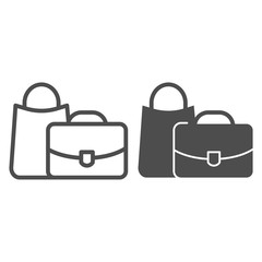 Poster - Luggage line and glyph icon. Bags vector illustration isolated on white. Baggage outline style design, designed for web and app. Eps 10.