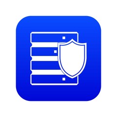 Poster - Database with shield icon digital blue for any design isolated on white vector illustration