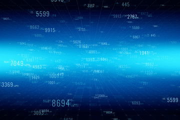 Fototapete - Numbers on blue background - 3d rendering