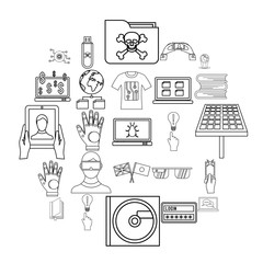 Poster - Cyber learning icons set. Outline set of 25 cyber learning vector icons for web isolated on white background
