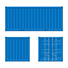 Poster - Realistic 3d Detailed Blue Cargo Container Set. Vector