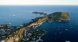aerial of the saint jean cap ferrat peninsula and beaulieu sur mer in the south of france nice at sunset