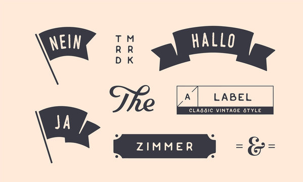 Set of vintage graphic. Design elements, linear drawing