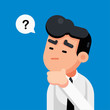 Businessman is confusing and thinking with question marks sign, Vector illustration.