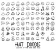 Set of hat icons Drawing illustration Hand drawn doodle Sketch line vector eps10