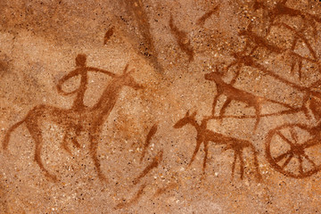 Wall Mural - image of ancient people on the cave wall. antiquities. history. archaeology