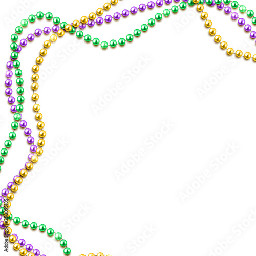 Mardi Gras Banner Template With Decorative Colorful Beads Frame
