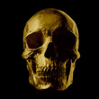 gold human skull on a background