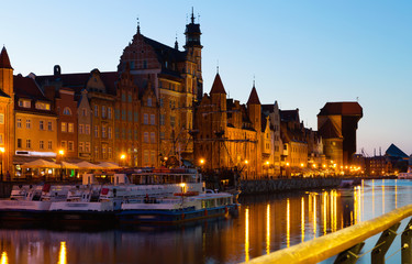 Wall Mural - Image of night light of Moltawa River in Gdansk