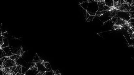 Poster - Working networks in the corners of the screen.Growing global network and data connections. You can use it for a technology, communication or social media background.Seamless loop.