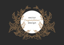 Vector Nature Emblem. Luxury Rococo Pattern, Elegance Frame