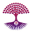 © Light - The tree of life. Symbolic art picture inpurple and red tones. Colorful symbol. Vector graphics.