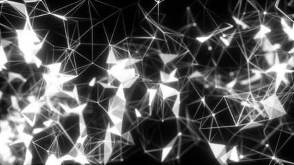 Poster - Rotating clouds.A complex wall of lights that moves like a electrical impulse. Technology and science fiction. Electronic music, video mapping and facade projections, you tube and background for