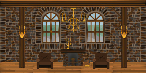 Wall Mural - fireplace room