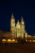 Santiago de Compostela Cathedral view at night. Cathedral of Saint James pilgrimage. Obradoiro square, Galicia, Spain