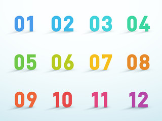 Poster - number bullet points 1 to 12 colorful 3d vector set