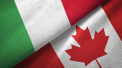 Poster - Italy and Canada two flags textile cloth, fabric texture