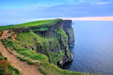 Wall Mural - View of the soaring cliffs of Moher at dusk, Ireland