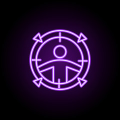 Poster - aim, client, focus icon. Elements of Professional SEO in neon style icons. Simple icon for websites, web design, mobile app, info graphics