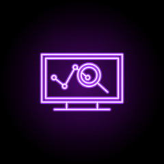 Poster - analytics, seo icon. Elements of Professional SEO in neon style icons. Simple icon for websites, web design, mobile app, info graphics