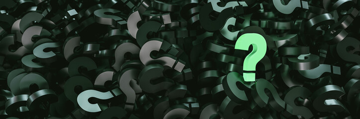 Poster - colored question marks background concept. 3D Rendering.
