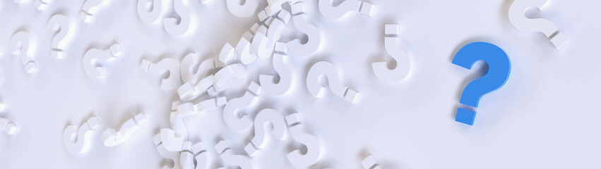 Poster - colored question marks background concept. 3D Rendering.