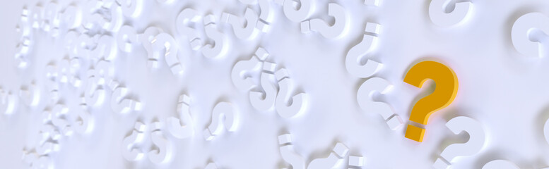 Poster - colored question marks background concept. 3D Rendering.