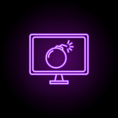 Fototapete - computer in danger outline icon. Elements of Security in neon style icons. Simple icon for websites, web design, mobile app, info graphics