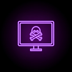 Fototapete - computer in danger outline icon. Elements of Security in neon style icons. Simple icon for websites, web design, mobile app, info graphics