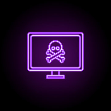 computer in danger outline icon. Elements of Security in neon style icons. Simple icon for websites, web design, mobile app, info graphics