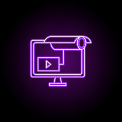 Poster - video monitoring outline icon. Elements of Security in neon style icons. Simple icon for websites, web design, mobile app, info graphics