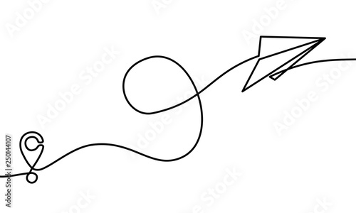 Continuous Line Drawing Of Plane Paper Vector Illustration Vector