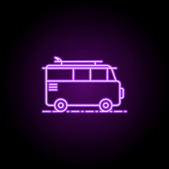 Poster - tourist van dusk style icon. Elements of Summer holiday & Travel in neon style icons. Simple icon for websites, web design, mobile app, info graphics