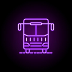 Poster - bus dusk style icon. Elements of Summer holiday & Travel in neon style icons. Simple icon for websites, web design, mobile app, info graphics