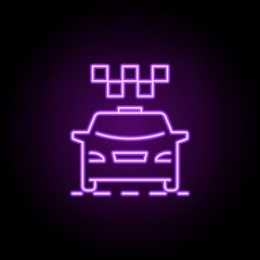 Sticker - Taxi dusk style icon. Elements of Summer holiday & Travel in neon style icons. Simple icon for websites, web design, mobile app, info graphics