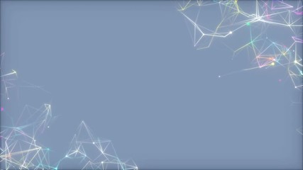 Poster - Multicolored nets in different corners on a blue background.Abstract digital data nodes and connection paths within any type of network or system of networks. Animation for visuals, vj, light