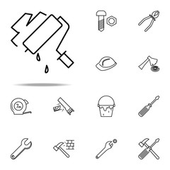 Poster - the roller paints the wall outline icon. Construction icons universal set for web and mobile