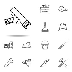 Poster - saw and bar outline icon. Construction icons universal set for web and mobile